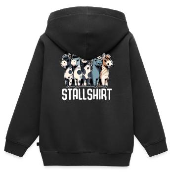 Pferde Stall Geschenk Gbeurtstag Reiten - Kinder Premium Organic Zip Hoodie - Schwarz - Hinten - AI Model Kid Male (0cm)