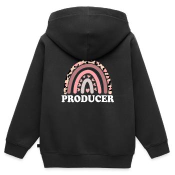 Produzent Boho Rainbow Filmmaking Produzent Post - Kinder Premium Organic Zip Hoodie - Schwarz - Hinten - AI Model Kid Male (0cm)