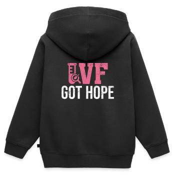 FIV Got Hope Drôle Infertilité FIV Mom Ovule - Sweat Premium à capuche zippé enfant bio - noir - Dos - AI Model Kid Male (0cm)