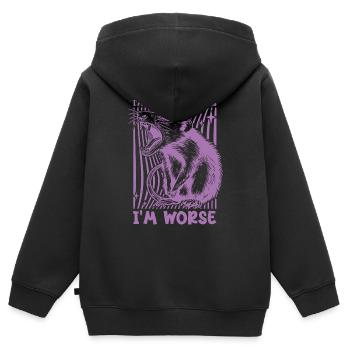 Opossum, ich bin nicht wie andere Mädchen, ich bin schlimmer lustig - Kinder Premium Organic Zip Hoodie - Schwarz - Hinten - AI Model Kid Male (0cm)