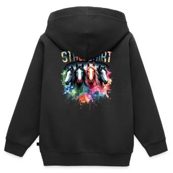 Pferde Stall Geschenk Gbeurtstag Reiten - Kinder Premium Organic Zip Hoodie - Schwarz - Hinten - AI Model Kid Male (0cm)