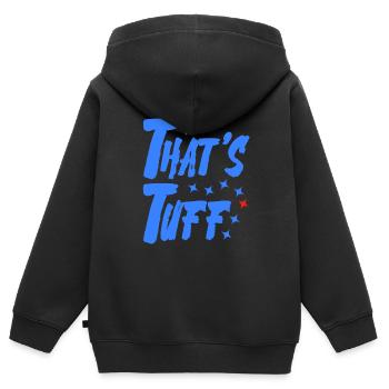 mutig blau rot - Kinder Premium Organic Zip Hoodie - Schwarz - Hinten - AI Model Kid Male (0cm)