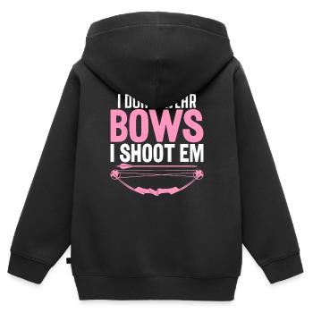 Ich trage keine Bögen, ich schieße sie lustiger Pfeil - Kinder Premium Organic Zip Hoodie - Schwarz - Hinten - AI Model Kid Male (0cm)