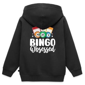 Bingo Besessen Lustiger Lotterie Glücksspiel Anrufer - Kinder Premium Organic Zip Hoodie - Schwarz - Hinten - AI Model Kid Male (0cm)
