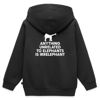 Tout ce qui n’est pas lié aux éléphants est irrelephant - Sweat Premium à capuche zippé enfant bio - noir - Dos - AI Model Kid Male (0cm)