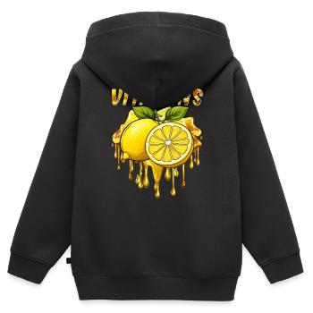 VITAMINES AU CITRON - Sweat Premium à capuche zippé enfant bio - noir - Dos - AI Model Kid Male (0cm)