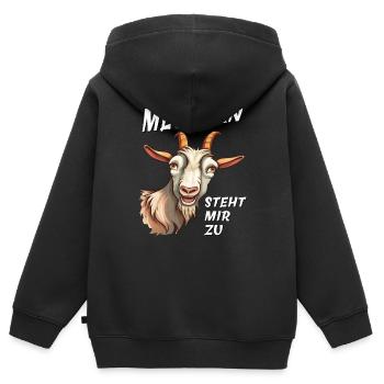 ZIEGE MECKERN STEHT MIR ZU - Kinder Premium Organic Zip Hoodie - Schwarz - Hinten - AI Model Kid Male (0cm)