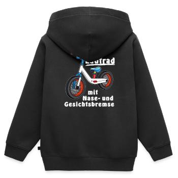 AISDRAISIENNE avec frein avant et frontal - Sweat Premium à capuche zippé enfant bio - noir - Dos - AI Model Kid Male (0cm)