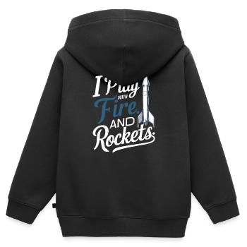 Modèles réduits de fusées amusantes - Sweat Premium à capuche zippé enfant bio - noir - Dos - AI Model Kid Male (0cm)