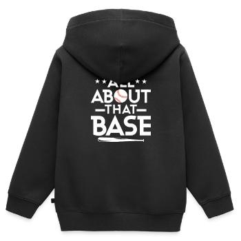Tout sur ce fan de baseball de base - Sweat Premium à capuche zippé enfant bio - noir - Dos - AI Model Kid Male (0cm)