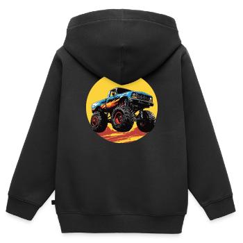 Monster Truck - Kinder Premium Organic Zip Hoodie - Schwarz - Hinten - AI Model Kid Male (0cm)