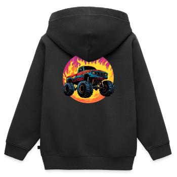 Monster Truck - Kinder Premium Organic Zip Hoodie - Schwarz - Hinten - AI Model Kid Male (0cm)