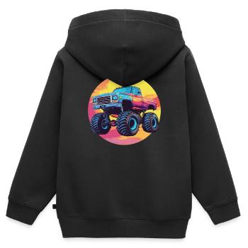 Monster Truck - Kinder Premium Organic Zip Hoodie - Schwarz - Hinten - AI Model Kid Male (0cm)