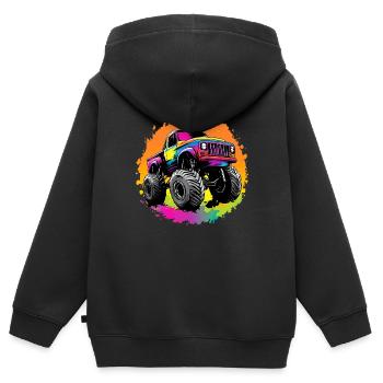 Monster Truck - Kinder Premium Organic Zip Hoodie - Schwarz - Hinten - AI Model Kid Male (0cm)