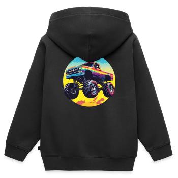 Monster Truck - Kinder Premium Organic Zip Hoodie - Schwarz - Hinten - AI Model Kid Male (0cm)