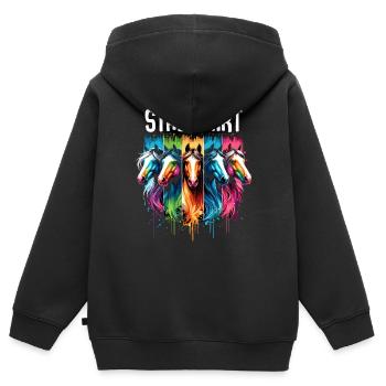 Pferde Stall Geschenk Gbeurtstag Reiten - Kinder Premium Organic Zip Hoodie - Schwarz - Hinten - AI Model Kid Male (0cm)