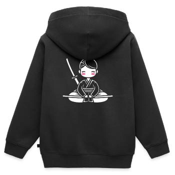 iaido - Sweat Premium à capuche zippé enfant bio - noir - Dos - AI Model Kid Male (0cm)