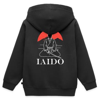 iaido - Sweat Premium à capuche zippé enfant bio - noir - Dos - AI Model Kid Male (0cm)