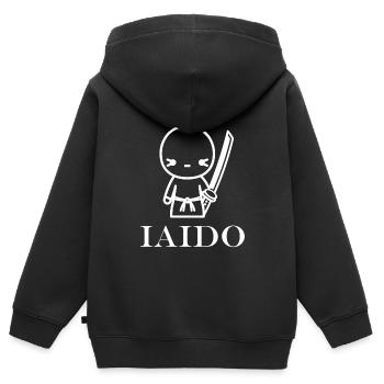 iaido - Sweat Premium à capuche zippé enfant bio - noir - Dos - AI Model Kid Male (0cm)