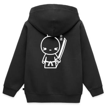 iaido - Sweat Premium à capuche zippé enfant bio - noir - Dos - AI Model Kid Male (0cm)