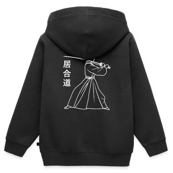 iaido - Sweat Premium à capuche zippé enfant bio - noir - Dos - AI Model Kid Male (0cm)