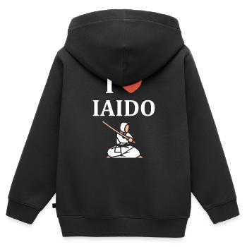 iaido - Sweat Premium à capuche zippé enfant bio - noir - Dos - AI Model Kid Male (0cm)