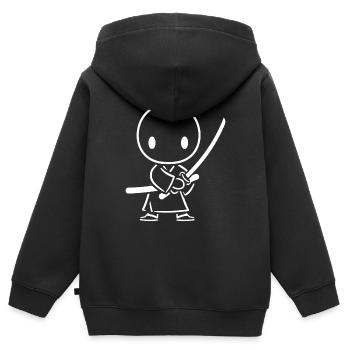 iaido - Sweat Premium à capuche zippé enfant bio - noir - Dos - AI Model Kid Male (0cm)