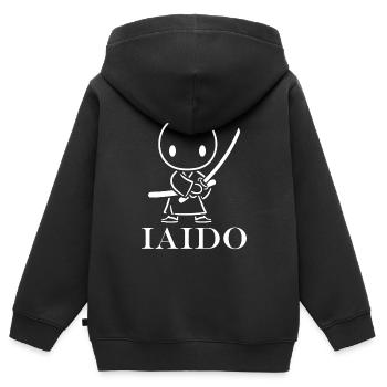 iaido - Sweat Premium à capuche zippé enfant bio - noir - Dos - AI Model Kid Male (0cm)