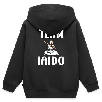 iaido - Sweat Premium à capuche zippé enfant bio - noir - Dos - AI Model Kid Male (0cm)