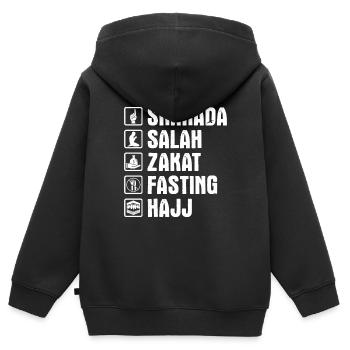 Cadeau musulman pour les musulmans Religion islamique Islam - Sweat Premium à capuche zippé enfant bio - noir - Dos - AI Model Kid Male (0cm)