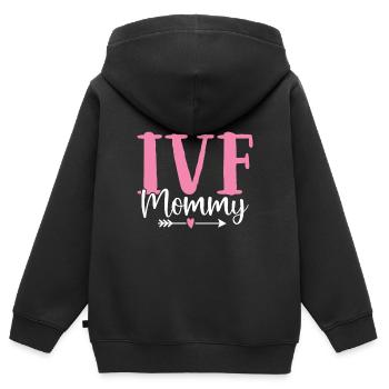 FIV Maman Embryologie FIV Prélèvement d’ovules d’ananas - Sweat Premium à capuche zippé enfant bio - noir - Dos - AI Model Kid Male (0cm)