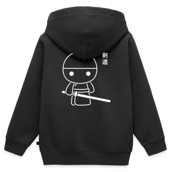 KENDO - Sweat Premium à capuche zippé enfant bio - noir - Dos - AI Model Kid Male (0cm)