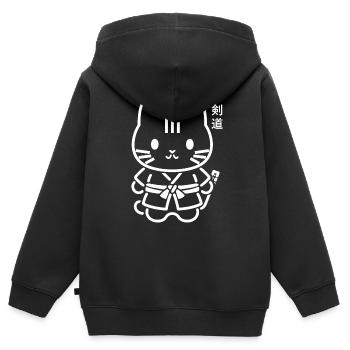 KENDO - Sweat Premium à capuche zippé enfant bio - noir - Dos - AI Model Kid Male (0cm)