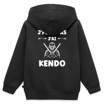 KENDO - Sweat Premium à capuche zippé enfant bio - noir - Dos - AI Model Kid Male (0cm)