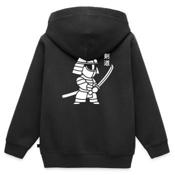 KENDO - Sweat Premium à capuche zippé enfant bio - noir - Dos - AI Model Kid Male (0cm)