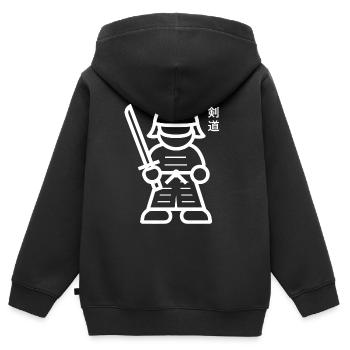 KENDO - Sweat Premium à capuche zippé enfant bio - noir - Dos - AI Model Kid Male (0cm)