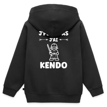 KENDO - Sweat Premium à capuche zippé enfant bio - noir - Dos - AI Model Kid Male (0cm)