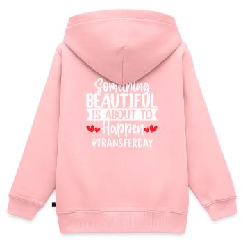 Quelque chose de beau est sur le point de se produire FIV - Sweat Premium à capuche zippé enfant bio - rose - Dos - AI Model Kid Female (0cm)