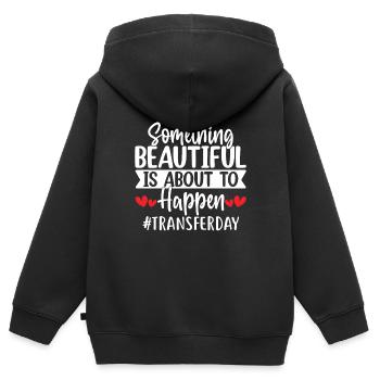 Quelque chose de beau est sur le point de se produire FIV - Sweat Premium à capuche zippé enfant bio - noir - Dos - AI Model Kid Male (0cm)