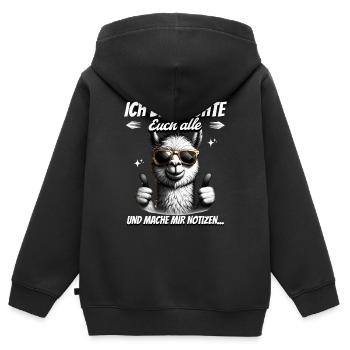 Ich Beobachte Euch Alle Und Mache Mir Notizen - Kinder Premium Organic Zip Hoodie - Schwarz - Hinten - AI Model Kid Male (0cm)