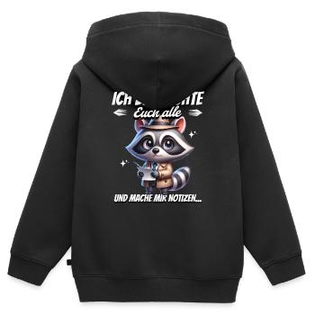 Ich Beobachte Euch Alle Und Mache Mir Notizen - Kinder Premium Organic Zip Hoodie - Schwarz - Hinten - AI Model Kid Male (0cm)