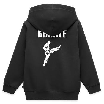 karate - Sweat Premium à capuche zippé enfant bio - noir - Dos - AI Model Kid Male (0cm)