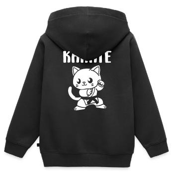karate - Sweat Premium à capuche zippé enfant bio - noir - Dos - AI Model Kid Male (0cm)