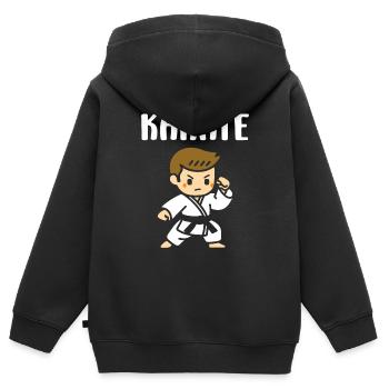 karate - Sweat Premium à capuche zippé enfant bio - noir - Dos - AI Model Kid Male (0cm)