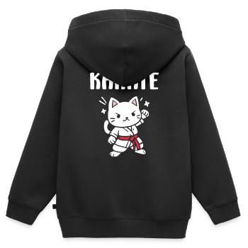 karate - Sweat Premium à capuche zippé enfant bio - noir - Dos - AI Model Kid Male (0cm)