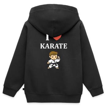 karate - Sweat Premium à capuche zippé enfant bio - noir - Dos - AI Model Kid Male (0cm)