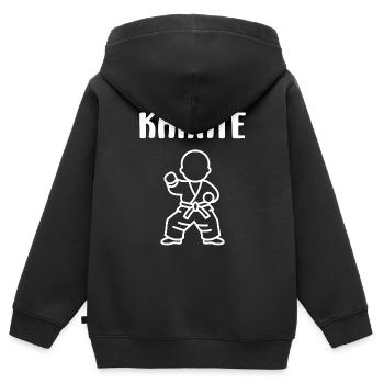 karate - Sweat Premium à capuche zippé enfant bio - noir - Dos - AI Model Kid Male (0cm)