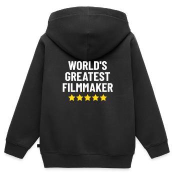 Größter Filmemacher der Welt Lustiges Filmemachen - Kinder Premium Organic Zip Hoodie - Schwarz - Hinten - AI Model Kid Male (0cm)