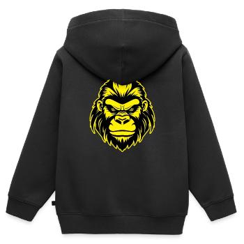 Logo du gorille - Sweat Premium à capuche zippé enfant bio - noir - Dos - AI Model Kid Male (0cm)