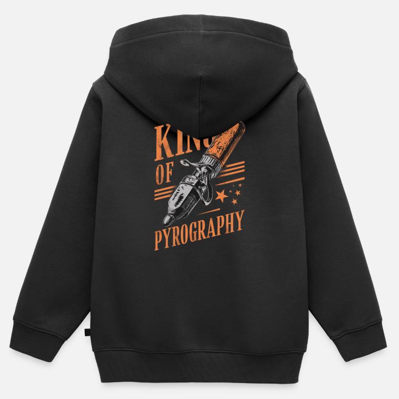 Roi des passionnés de pyrogravure Vintage - Sweat Premium à capuche zippé enfant bio - noir